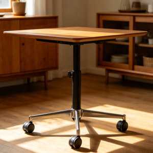 Adjustable Height Dining Table with Locking Casters