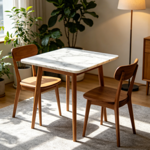 Marble Effect Small Dining Table for Two